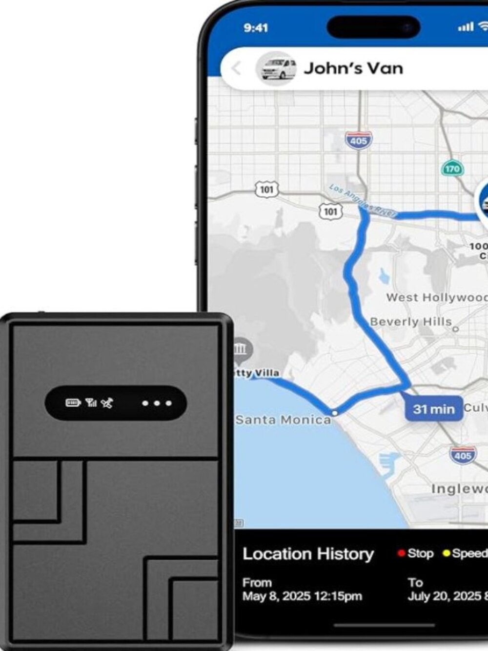 GPS Tracker for Vehicles, Up to 45 Days Batt, Waterproof Magnetic, 4G LTE & 2G,